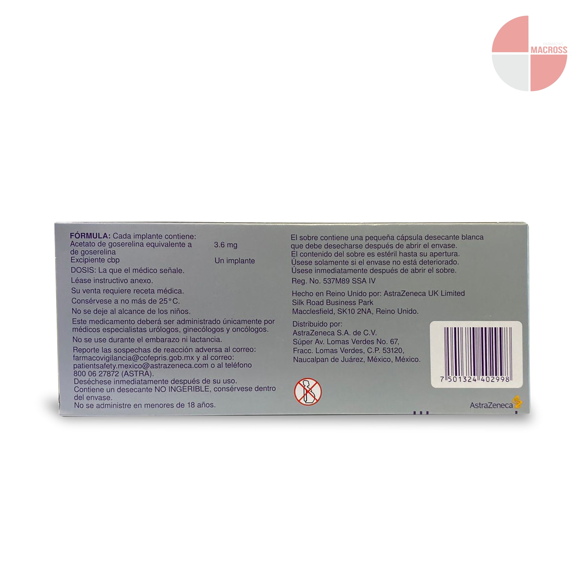 Zoladex 3.6 mg precio México